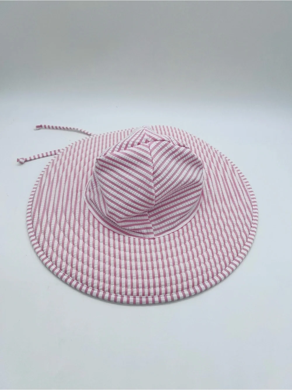 Ruffle Butts Pink and White Striped Sun Hat Size 12m-2T